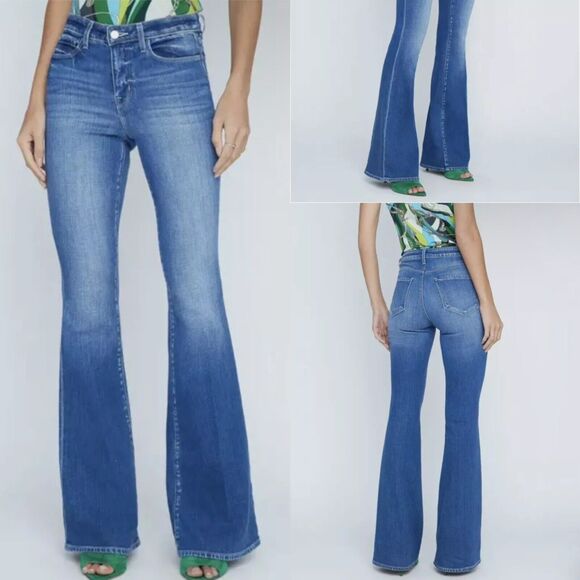 L'Agence Size 25 x 34 Tall Women’s Bell High Waist Flare Jeans Light Blue *Flaw - Picture 1 of 14